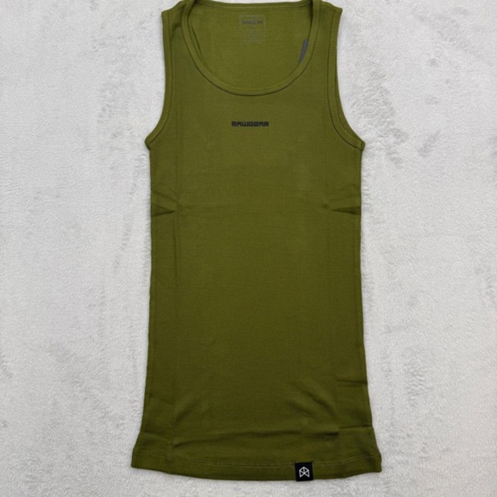 Rawgear Tank Top Mens Small Olive Green Ribbed Cotton Athletic Workout‎ Muscle